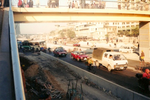 Chineses traffic: Guangzhou street scene.