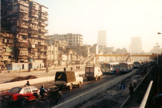 Chineses traffic: Guangzhou street scene.