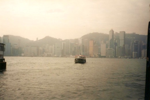The Star Ferry crossing the Hong Kong harbor.