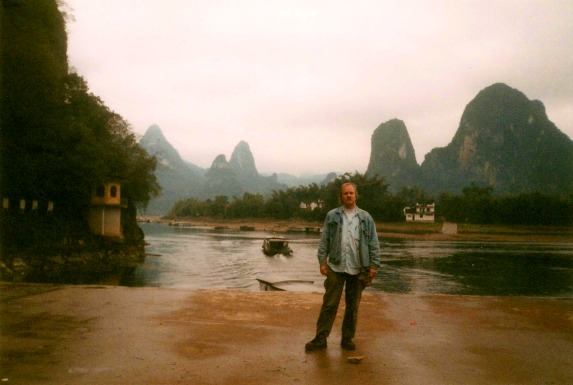 On the Li River pier in Xingping.