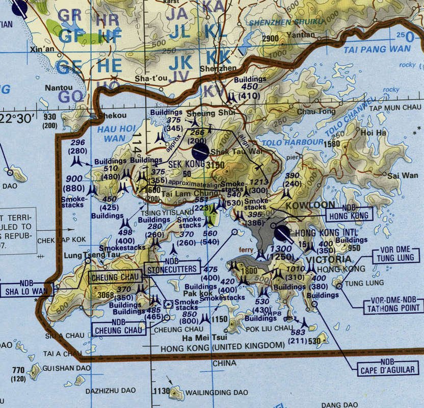Tactical Pilotage Chart J-11B showing Hong Kong.