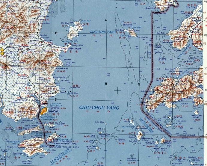 Map NF-49-8 showing Macau and Hong Kong.