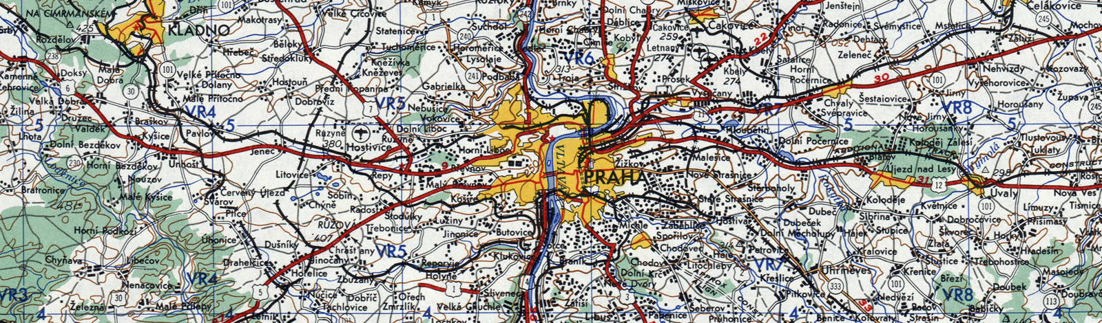Map of Prague, Czech Republic.