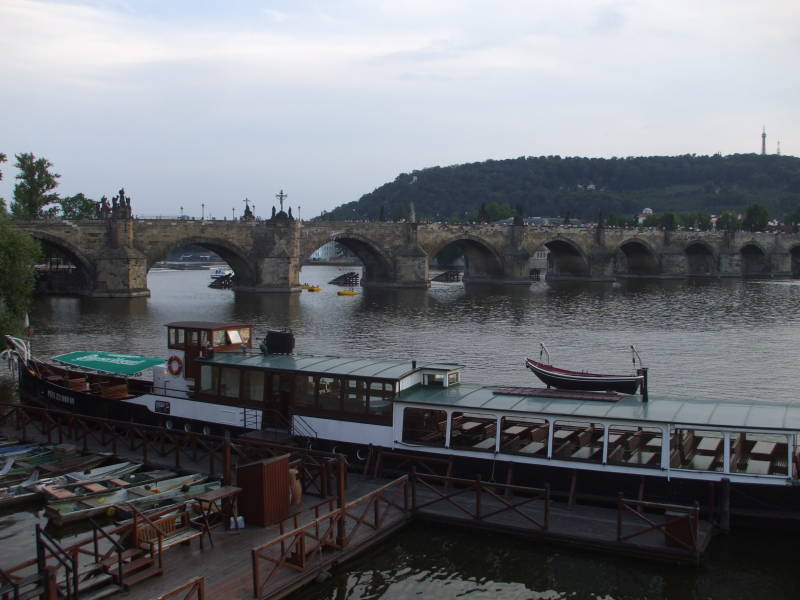 Charles Bridge across the Vltava River in Prague.