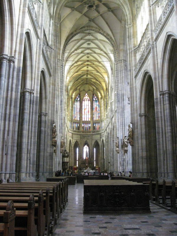 Interior of Saint Vitus Cathedral in Prague.