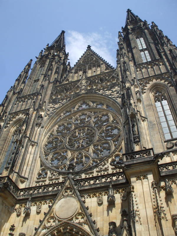 Facade of Saint Vitus Cathedral in Prague.