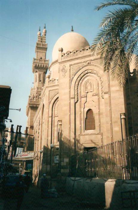 Bab Zuweila, the Zuweila Gate, next to the Mosque of Sultan Mu'ayyad Sheikh, in Cairo.