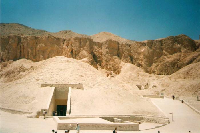 Tomb entrances in the Valley of the Kings.