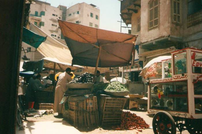 Egyptian market scene in Aswan.