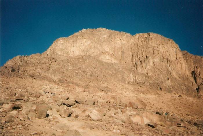 Climbing toward the summit of Mount Sinai as seen from the camel path.
