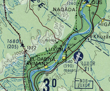 Map of Luxor, Egypt.  ONC chart H-5.