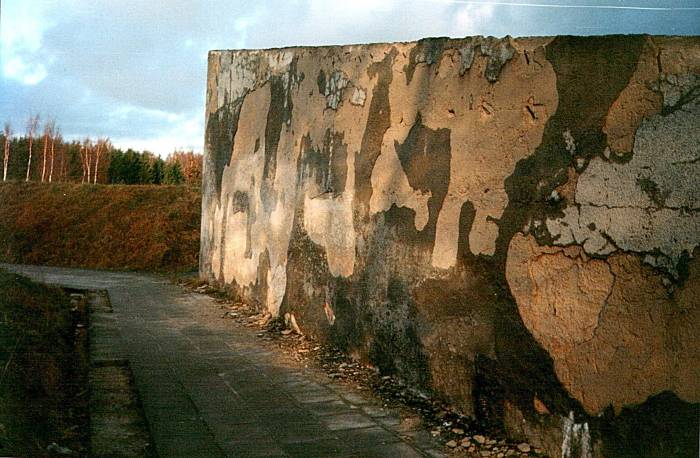 Crumbling concrete on old Soviet monuments in Tallinn, Estonia.