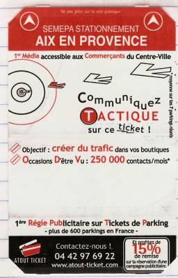 Parking garage ticket from Aix-en-Provence.