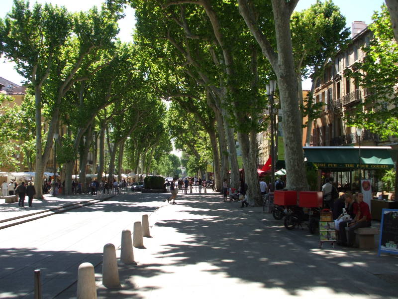 Walking along Cours Mirabeau in Aix-en-Provence.