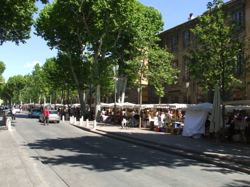 Walking along Cours Mirabeau in Aix-en-Provence.