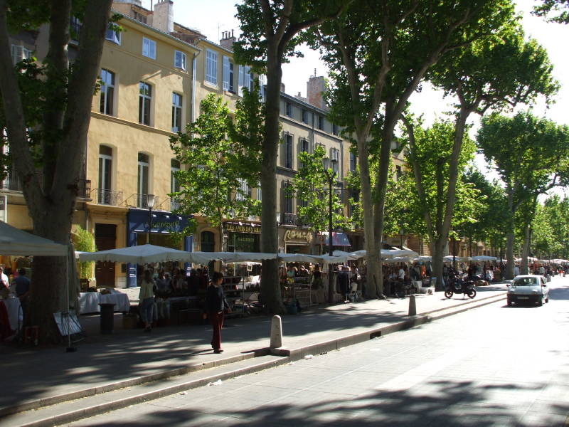 Walking along Cours Mirabeau in Aix-en-Provence.