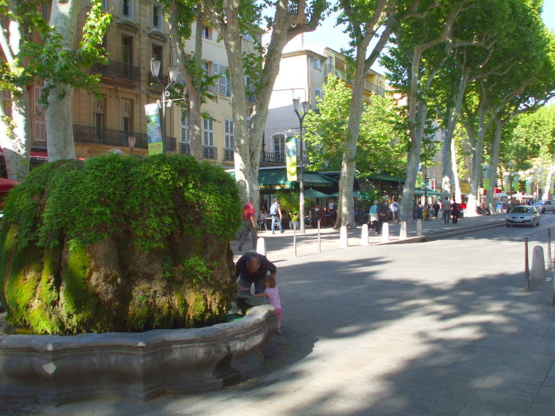 Walking along Cours Mirabeau in Aix-en-Provence.