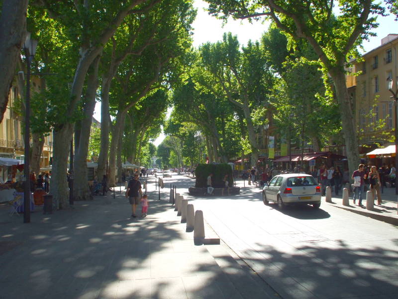 Walking along Cours Mirabeau in Aix-en-Provence.