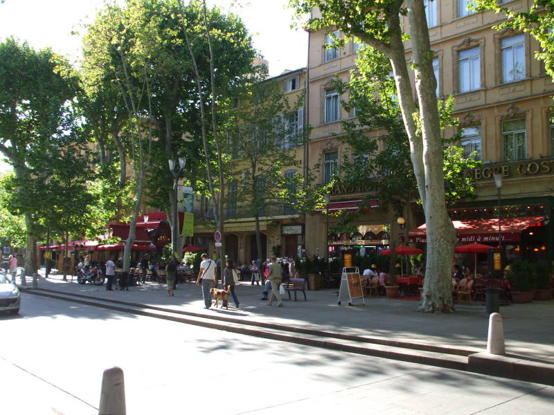 Walking along Cours Mirabeau in Aix-en-Provence.