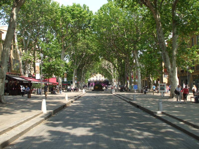 Walking along Cours Mirabeau in Aix-en-Provence.