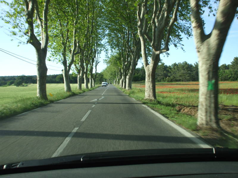 Driving through Provence from Aix-en-Provence to Avignon.