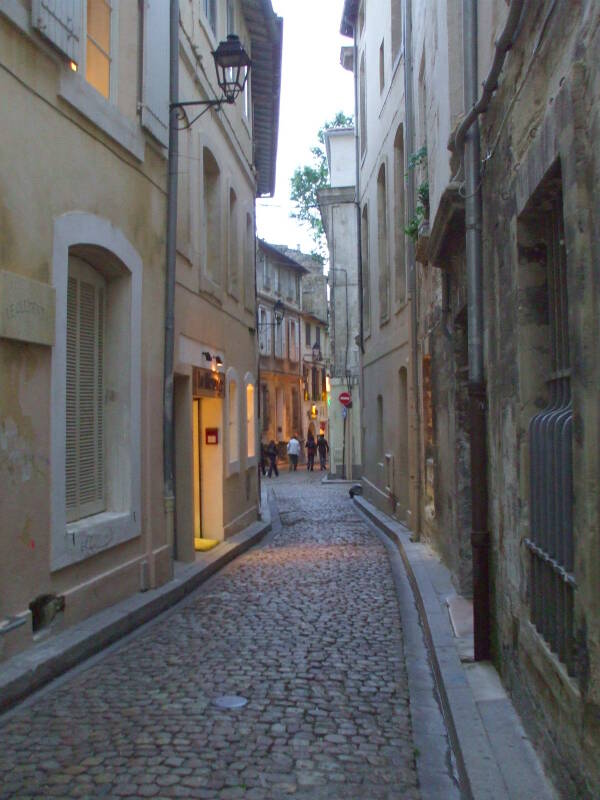 Narrow streets in the old city of Avignon.