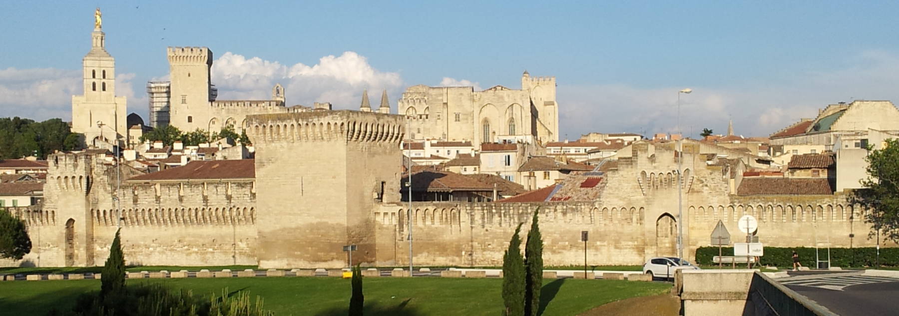 Palais des Papes and the medieval city walls at Avignon.