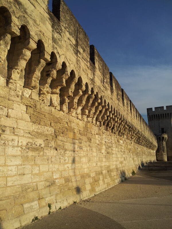 Old city walls in Avignon.