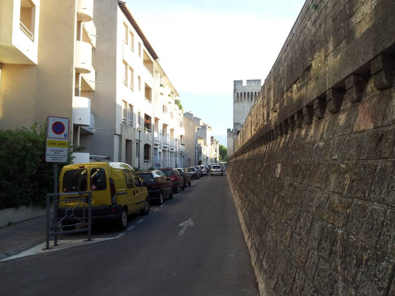 Old city walls in Avignon.