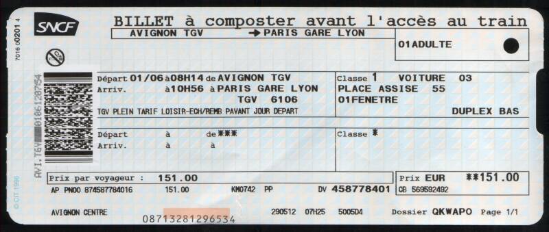 TGV ticket
