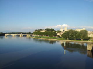 Avignon, the Rhône, the bridge, and the Palais des Papes