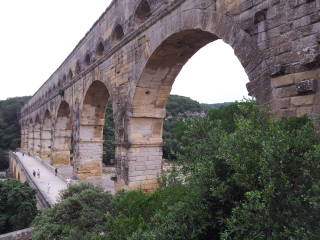 Roman aqueduct bridge Pont du Gard.