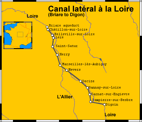 Map of Canal Lateral a la Loire from https://en.wikipedia.org/wiki/Canal_lat%C3%A9ral_%C3%A0_la_Loire
