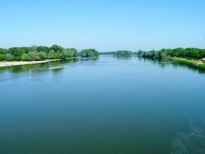 The broad and shallow Loire River at Briare.