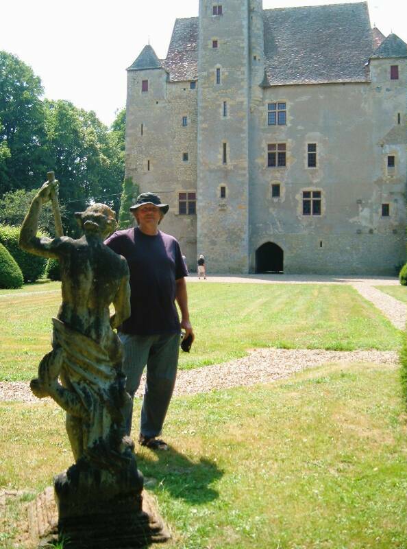 Bob in his pajamas at Château de Chevenon, south of Nevers near the Canal Latéral à la Loire.