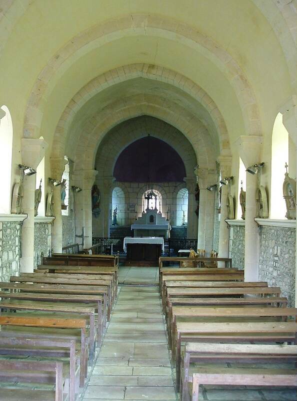 Inside the church at the center of Fleury-sur-Loire.