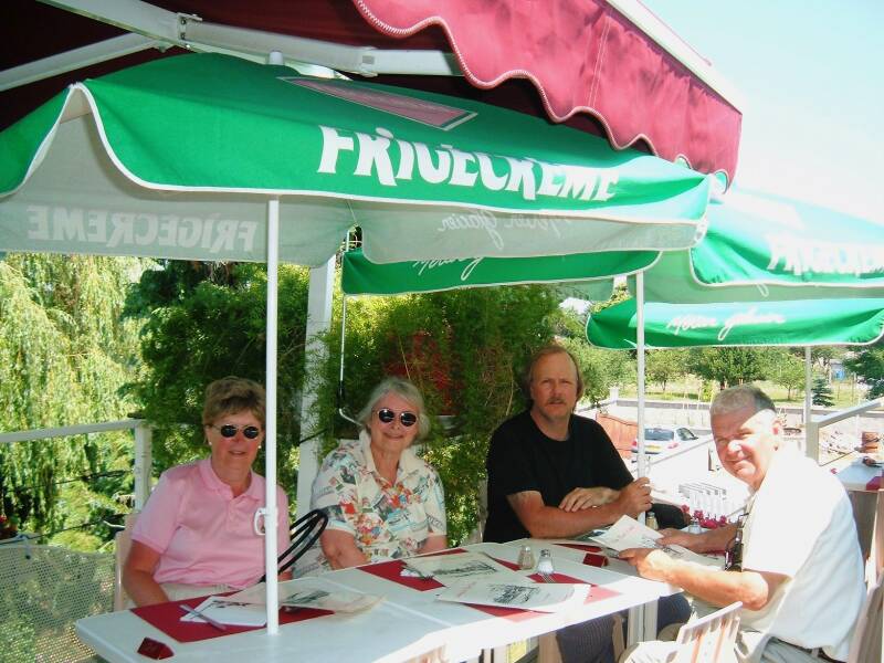 At the Auberge du Pont Canal at Guétin, next to the high double lock and canal bridge at .