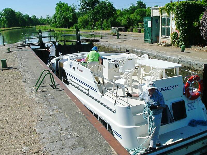 Passing through a lock in Maimbray, France.