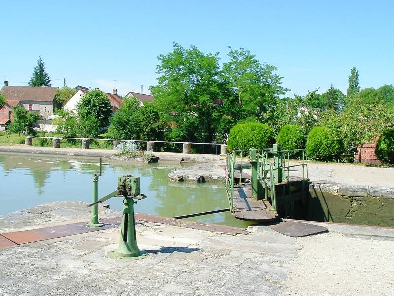 Crank handles to operate valves and gates on a French canal.