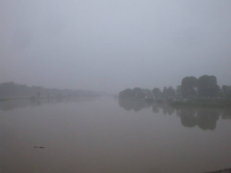 Impressionist view of the Loire river in Nevers.
