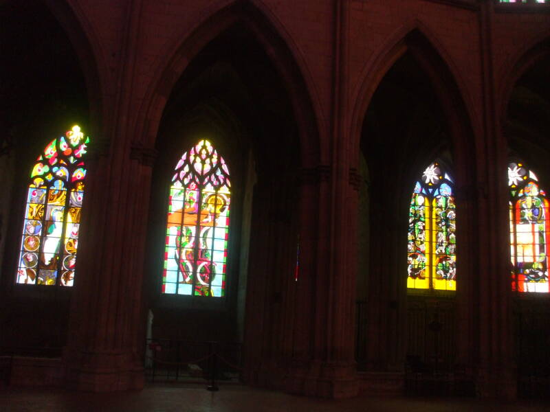 Stained glass windows in the Cathedral of Saint Cyr — Sainte Julitte in Nevers.