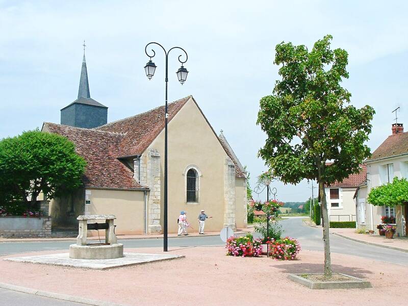 The church at the center of the small village of Saint-Bouize.