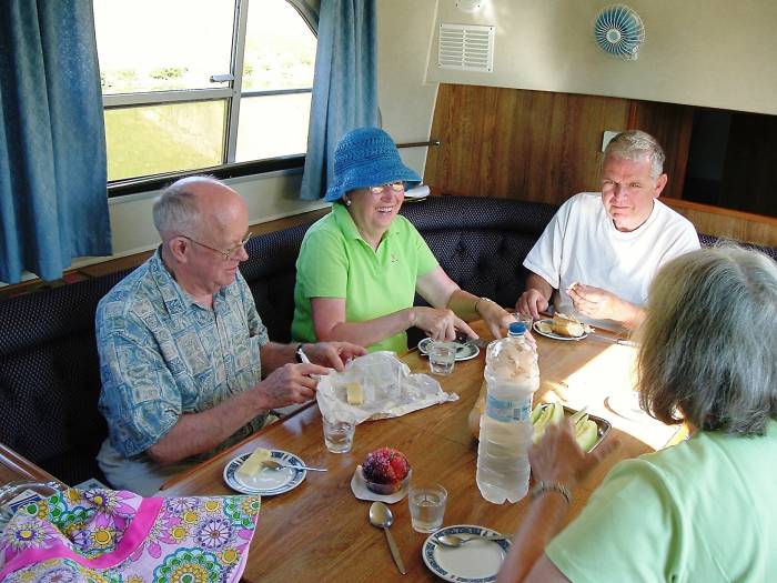 Breakfast time on board the canal boat.