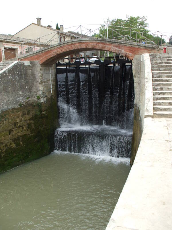 Fonserannes staircase locks on Canal du Midi in Béziers.
