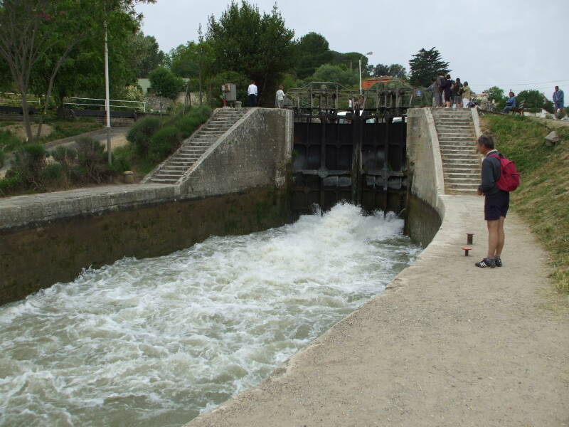 Fonserannes staircase locks on Canal du Midi in Béziers.