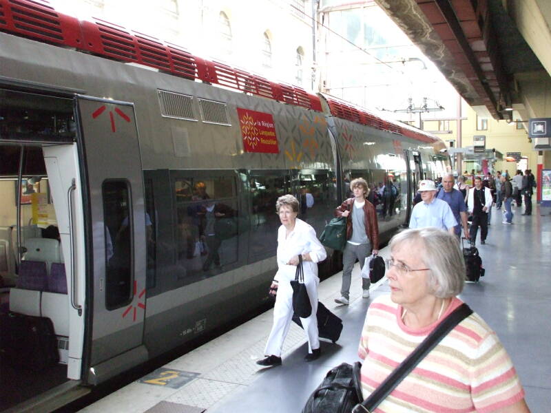 Boarding the train from Marseille to Béziers.