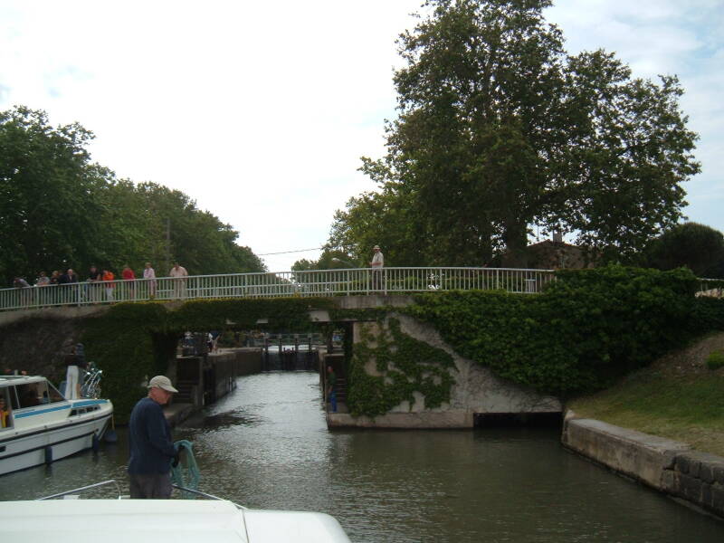 Our first lock on the the Canal du Midi.