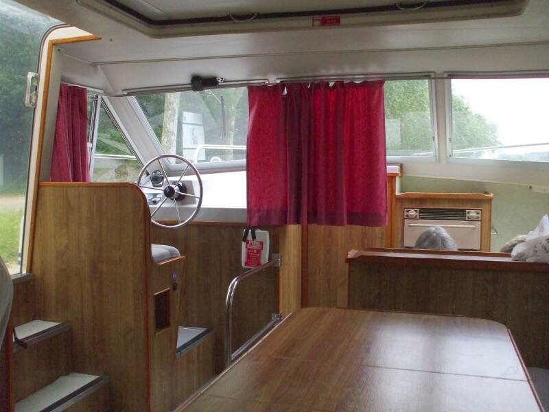 Main cabin on board a rented canal boat.