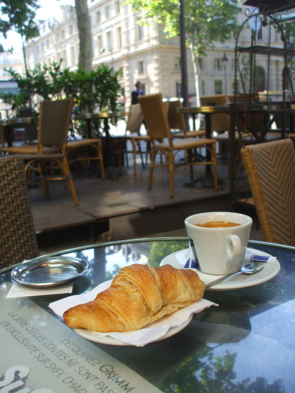 Breakfast at a café in Paris