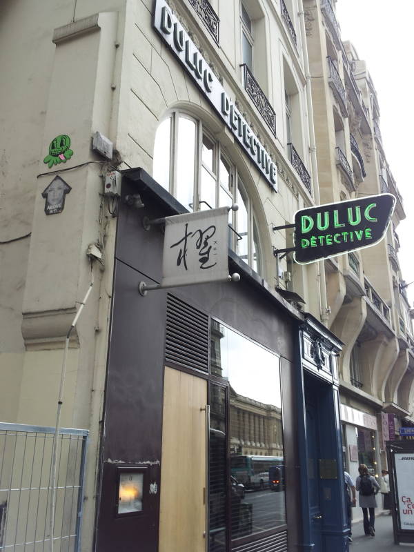 Sign at the Duluc Detective agency off Rue Rivoli in Paris.